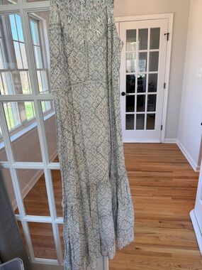 Parker Light Blue Patterned Maxi Dress - Casual Boho Style. Size 12